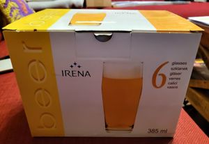 6 Stück neue Gläser von IRENA, 385 ml, Eichstrich bei 0,3 l, unbenutzt, OVP, 15,-  