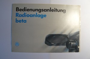 Bedienabnleitung vw-radioanlage beta von 1993 in sehr gutem zustand