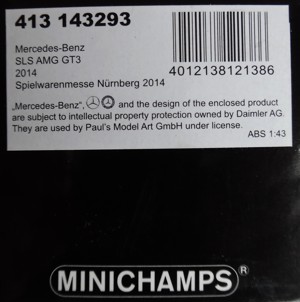  Mercedes-Benz SLS AMG GT3 Promo Modell Spielwarenmesse Toy Fair 2014 Minichamps OVP 1:43 Bild 2
