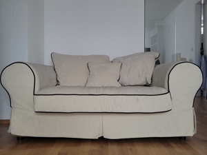 schönes stilvolles beiges Sofa   Riesensessel  Bild 2