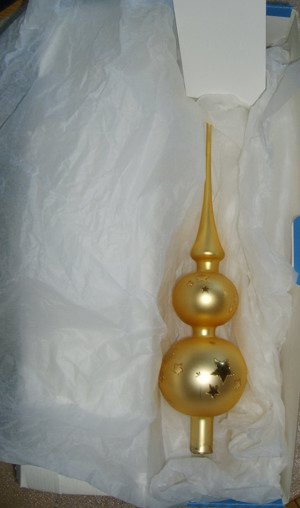 DP Lauscha Glas Creation Christbaumspitze Sternchendesign Spitze f. Weihnachtsbaum m Blattgold 32cm  Bild 2