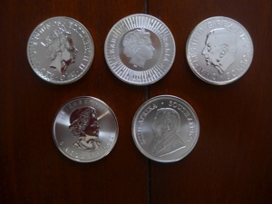 5 Silbermünzen (je eine Unze) auf einen Schlag kaufen Bild 1