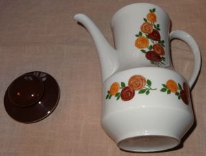 C SELTMANN WEIDEN Kaffekanne weiß Porzellan Blumendekor sehr gut erhalten alt Kanne