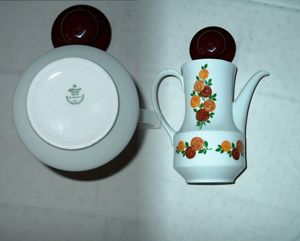 C SELTMANN WEIDEN Kaffekanne weiß Porzellan Blumendekor sehr gut erhalten alt Kanne Bild 3