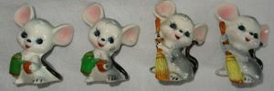 DL Mäuschen 4 Figuren aus Porzellan 2x2 8 h 6,5x4x5 einwandfrei erhalten Vitrinenfiguren 
