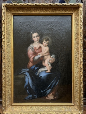 18. Jahrhundert. Italienische Schule Madonna und Kind alter Meister antikes Ölgemälde Bild 4