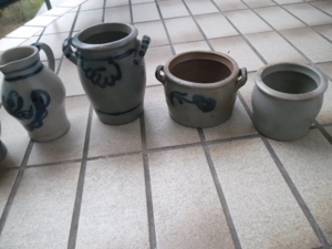 6x Alte Bauernkeramik Vase grau - blau in versch. Größe und Sortiment. Bild 4