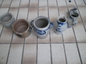 6x Alte Bauernkeramik Vase grau - blau in versch. Größe und Sortiment. Bild 6