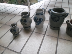 6x Alte Bauernkeramik Vase grau - blau in versch. Größe und Sortiment. Bild 2