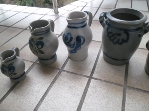 6x Alte Bauernkeramik Vase grau - blau in versch. Größe und Sortiment. Bild 3