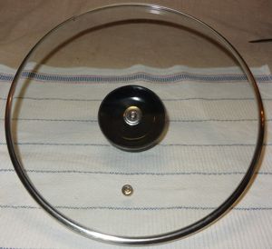 C Topfdeckel Deckel Glas mit Metallring +Loch Pfannendeckel 24,7 gebraucht gut erhalten Topfdeckel Bild 3