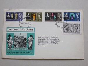 Briefmarken: Großbritannien 1964 FDC Shakespeare Festival