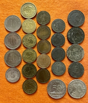 1 2 5 10 50 Pfennige Kaiserreich, Weimarer Republik, 3.Reich 1893-1945 Bild 2