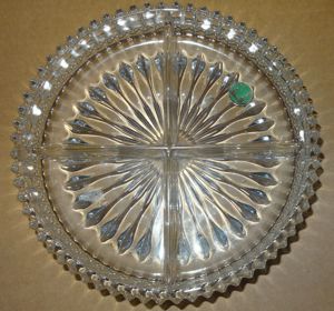 C Walther Glas Servierschale Glasschale 4-geteilt  23xH5 zeitlos einwandfrei erhalten 70iger Jahre G