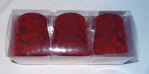 DL Teelicht Glas rot 1x3 Stk rot beflockt mit Dekor 4,7x5,5H6,8 originalverpackt Glas Kerzenhalter Bild 2