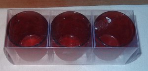 DL Teelicht Glas rot 1x3 Stk rot beflockt mit Dekor 4,7x5,5H6,8 originalverpackt Glas Kerzenhalter Bild 4