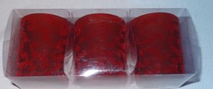 DL Teelicht Glas rot 1x3 Stk rot beflockt mit Dekor 4,7x5,5H6,8 originalverpackt Glas Kerzenhalter Bild 3