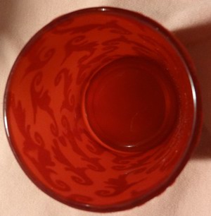 DL Teelicht Glas rot 1x3 Stk rot beflockt mit Dekor 4,7x5,5H6,8 originalverpackt Glas Kerzenhalter Bild 5