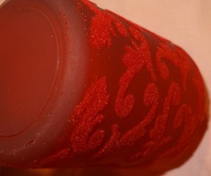 DL Teelicht Glas rot 1x3 Stk rot beflockt mit Dekor 4,7x5,5H6,8 originalverpackt Glas Kerzenhalter Bild 8