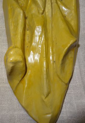 DF Madonna mit Kind Abbildung in Gips 33,5x12 Marke +Alter unbekannt gut erhalten zum selbst bemalen Bild 2