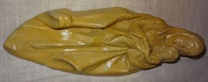 DF Madonna mit Kind Abbildung in Gips 33,5x12 Marke +Alter unbekannt gut erhalten zum selbst bemalen Bild 5