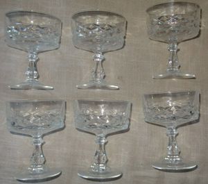 HL Trinkglas 6 Sektgläser Champagnerschalen wenig gebraucht einwandfrei erhalten schöne alte Gläser 