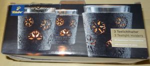 DP TCM Teelichthalter 3Stk Glas mit abnehmbarer Filzummantelung Schneeflocke sehr gut erhalten Bild 4