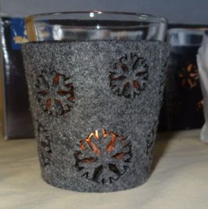 DP TCM Teelichthalter 3Stk Glas mit abnehmbarer Filzummantelung Schneeflocke sehr gut erhalten Bild 7