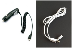 Autoladekabel schwarz und USB-B Kabel weiß 3 und 2 Euro Bild 1