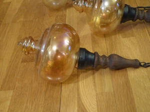 Esszimmer Deckenlampe Holz rustikal, Hängelampe mit 3 Glaskugeln Bild 3