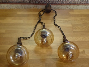 Esszimmer Deckenlampe Holz rustikal, Hängelampe mit 3 Glaskugeln Bild 5