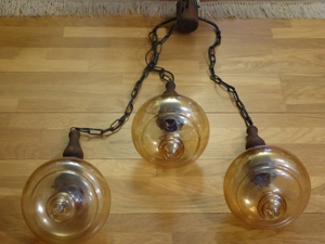 Esszimmer Deckenlampe Holz rustikal, Hängelampe mit 3 Glaskugeln Bild 2