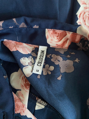 Lange Bluse blau, Blumen, M Bild 5
