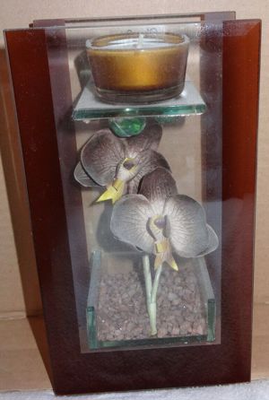 DL Glas Art Kerzenhalter Teelichthalter aus Glas dekorativ 20x11x6 einwandfrei erhalten Kerzenstände Bild 1