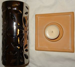 DL Kerzenhalter Teelichthalter Metall auf Tonteller dekorativ 18Hx11x11  7,5 gut erhalten Kerzen Hal Bild 8