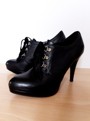 High Heels Gr 38, NEUWERTIG, echtes Leder, schwarz, 5TH AVENUE Bild 2