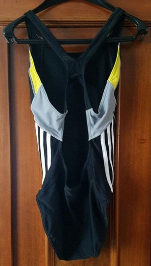 NEU! ADIDAS Sport Athlethic Badeanzug Gr. 38 176 S M Damen schwarz neongelb grau weiße Streifen  Bild 5