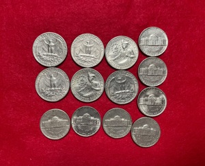 6 Quarter Dollar USA + 28 x Five Cent Nickel 1905-1989 Liberty Head,Buffalo,Jefferson Bild 8