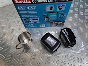 Makita Akku Kaffemaschine DCM501 + 2 x Akkus 1850B + Thermo Tasse - neu unbenutz Bild 2