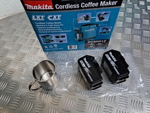 Makita Akku Kaffemaschine DCM501 + 2 x Akkus 1850B + Thermo Tasse - neu unbenutz Bild 1