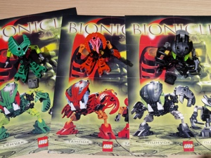 LEGO Bionicle   Set aus Drei seltenen Figuren (8552 LEHVAK VA, 8554 TAHNOK VA und 8555 NUHVOK VA) Bild 1