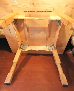 Tisch Landhausstiel Fichte 120 x 120 cm mit Schubladen Bild 3