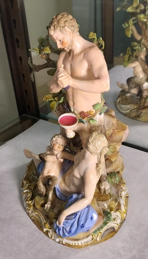 Meissen SELTENE Figuren Gruppe Bacchus & Diana Satyr D63 Porzellan antik 19.Jhd Bild 8