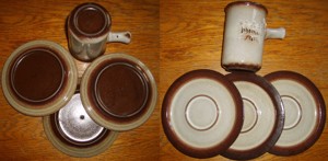 CN Becher Tasse Tee Glühwein + 3 Untertassen hitzebeständig kaum benutzt Heißgetränke Porzellan