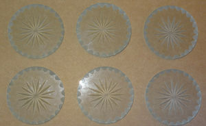 CP Untersetzer aus Glas 6Stk alte Glasuntersetzer Stern Tischuntersetzer  7 0,3 Alt 