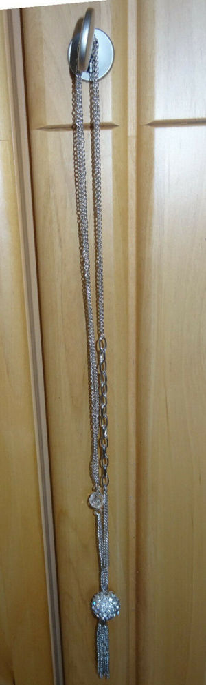ST Halskette Schmuckkette   33 cm Anhänger Kugel mit kleinen Strasssteinen 42cm einwandfrei erhalten Bild 5