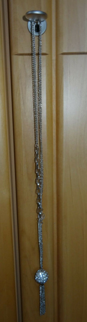 ST Halskette Schmuckkette   33 cm Anhänger Kugel mit kleinen Strasssteinen 42cm einwandfrei erhalten Bild 2