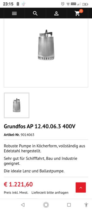 Starke Grundfos - Tauchpumpe 400 V