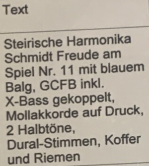 Steirische Harmonika Schmidt GCFB Neuwertiger Zustand 36cm Gehäuse Bild 3