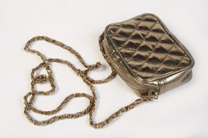 Umhängetasche Damen Picard 4P gesteppt klein Clutchtasche goldfarben Kunstleder 70 80er 